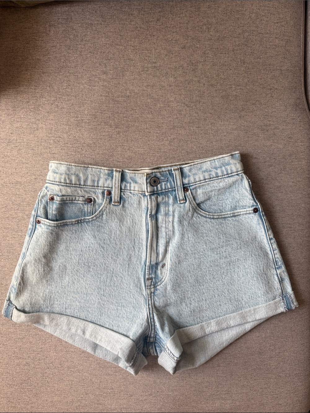 Abercrombie & Fitch Light Blue Rolled Hem Denim Shorts